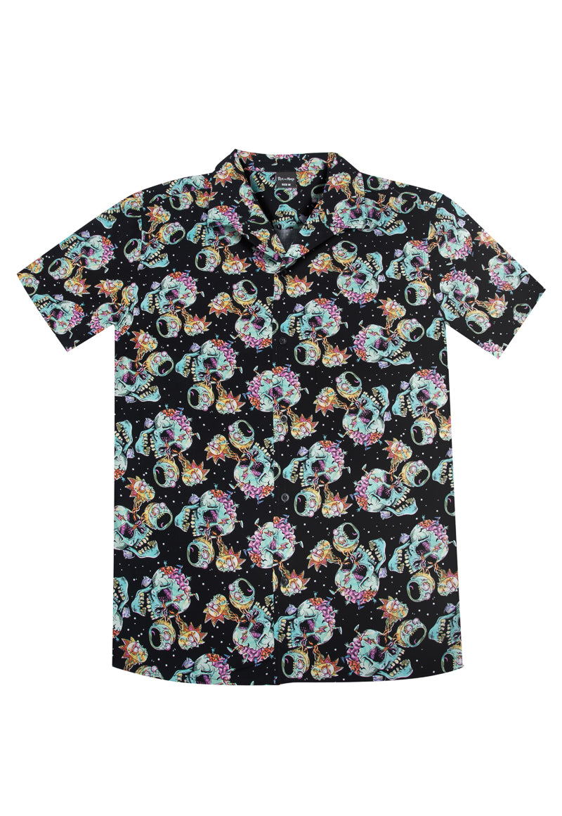 Guayabera Hombre Skull Negro Rick and Morty