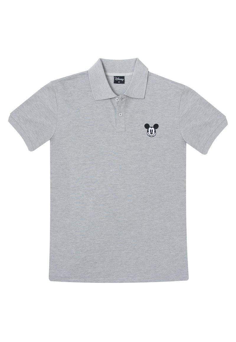 Polera Pique Hombre Face Mickey Gris Disney