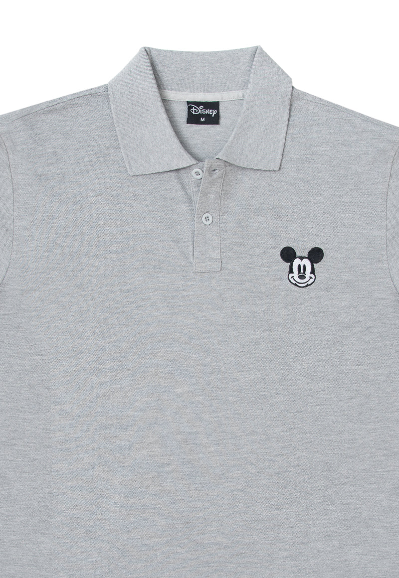 Polera Pique Hombre Face Mickey Gris Disney