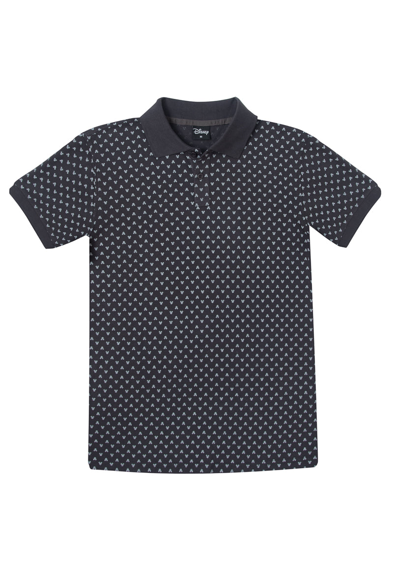 Polera Pique Hombre Mickey Print Negro Disney