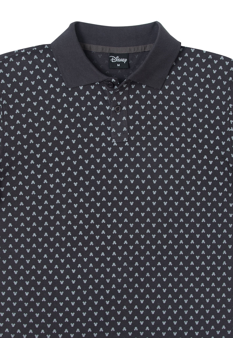 Polera Pique Hombre Mickey Print Negro Disney