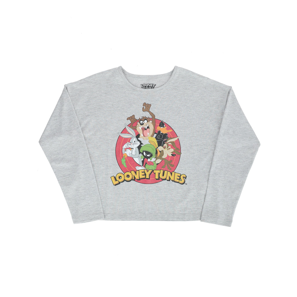 Polera Manga Larga Niña Intro Gris Looney Tunes