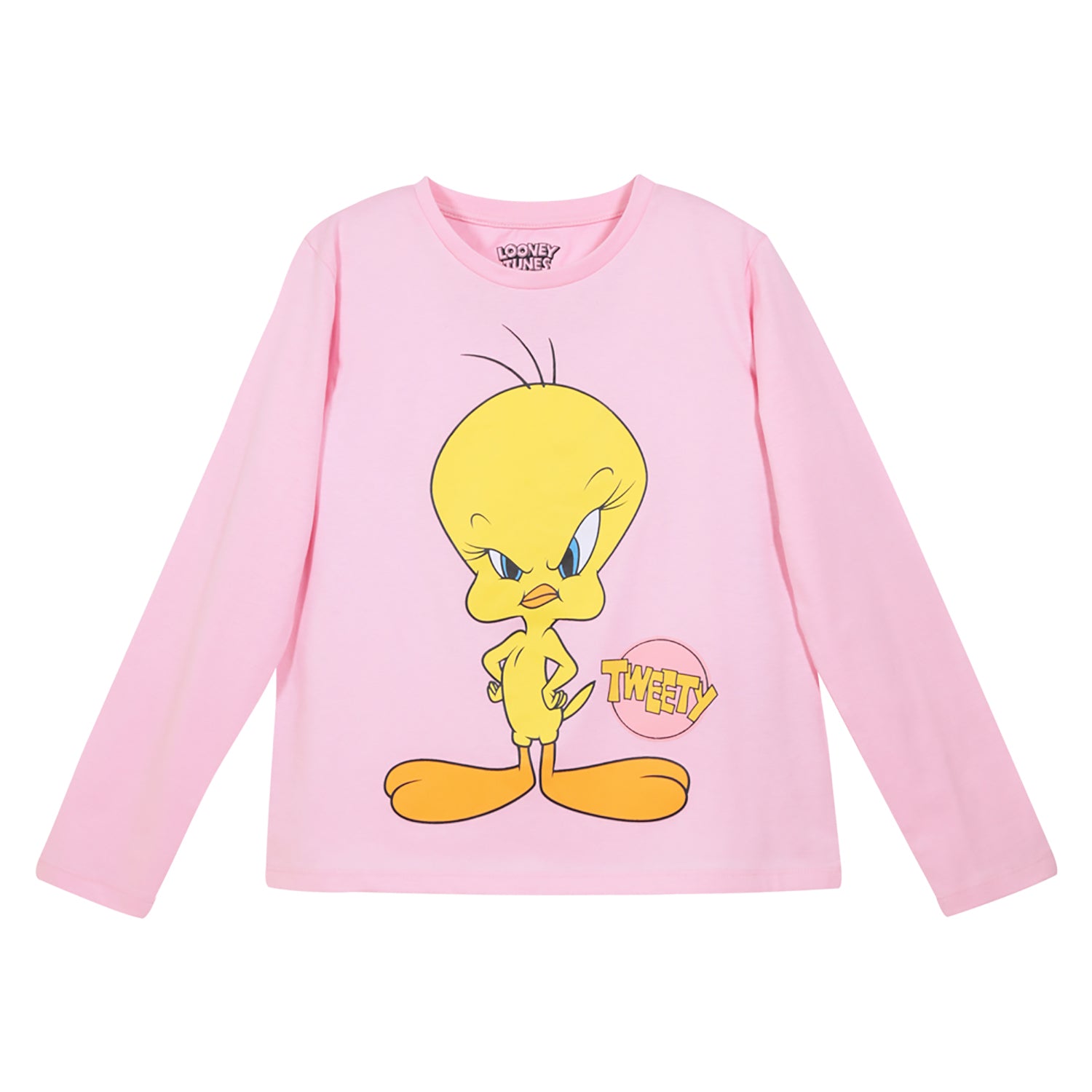 Polera Manga Larga Niña Angry Rosado Looney Tunes