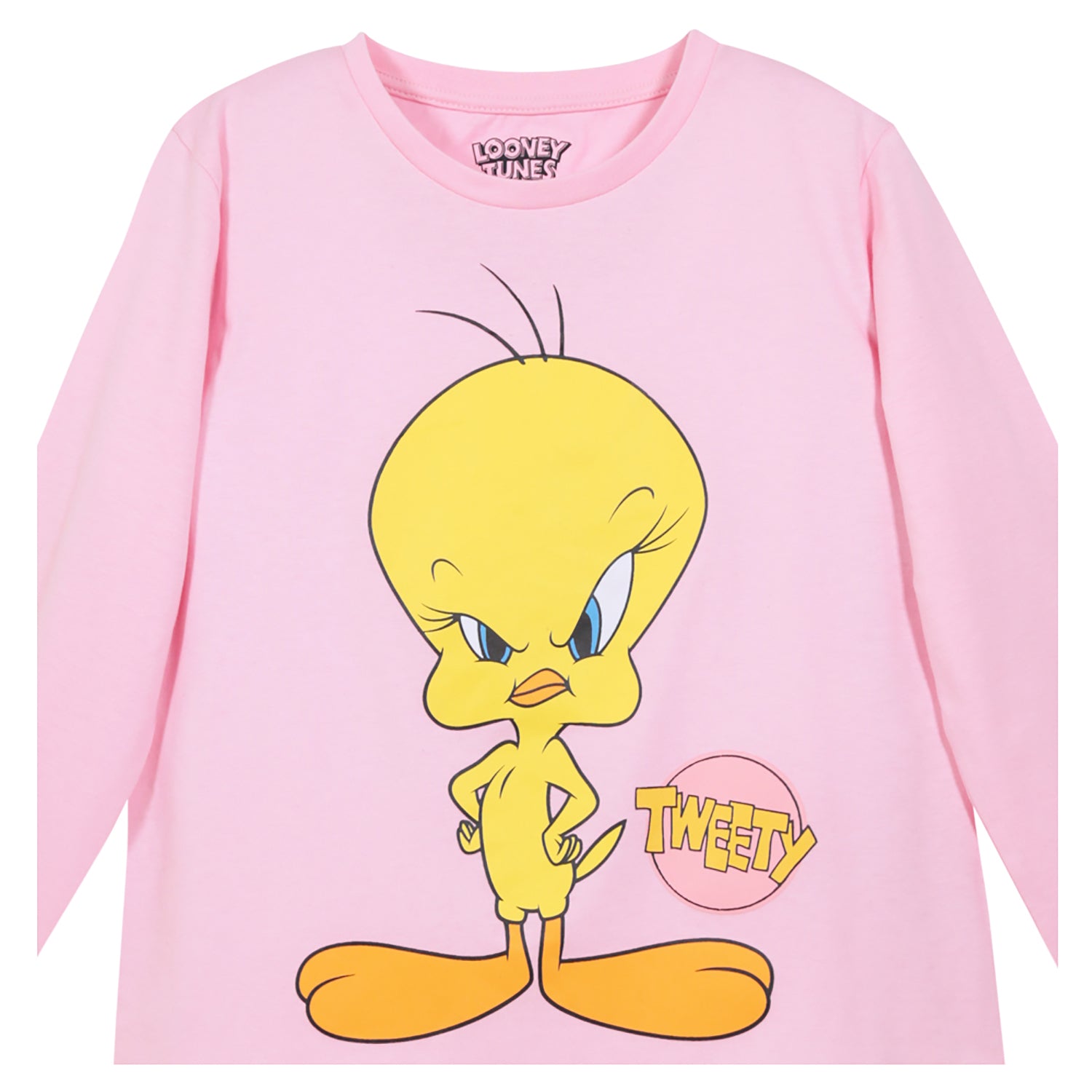 Polera Manga Larga Niña Angry Rosado Looney Tunes
