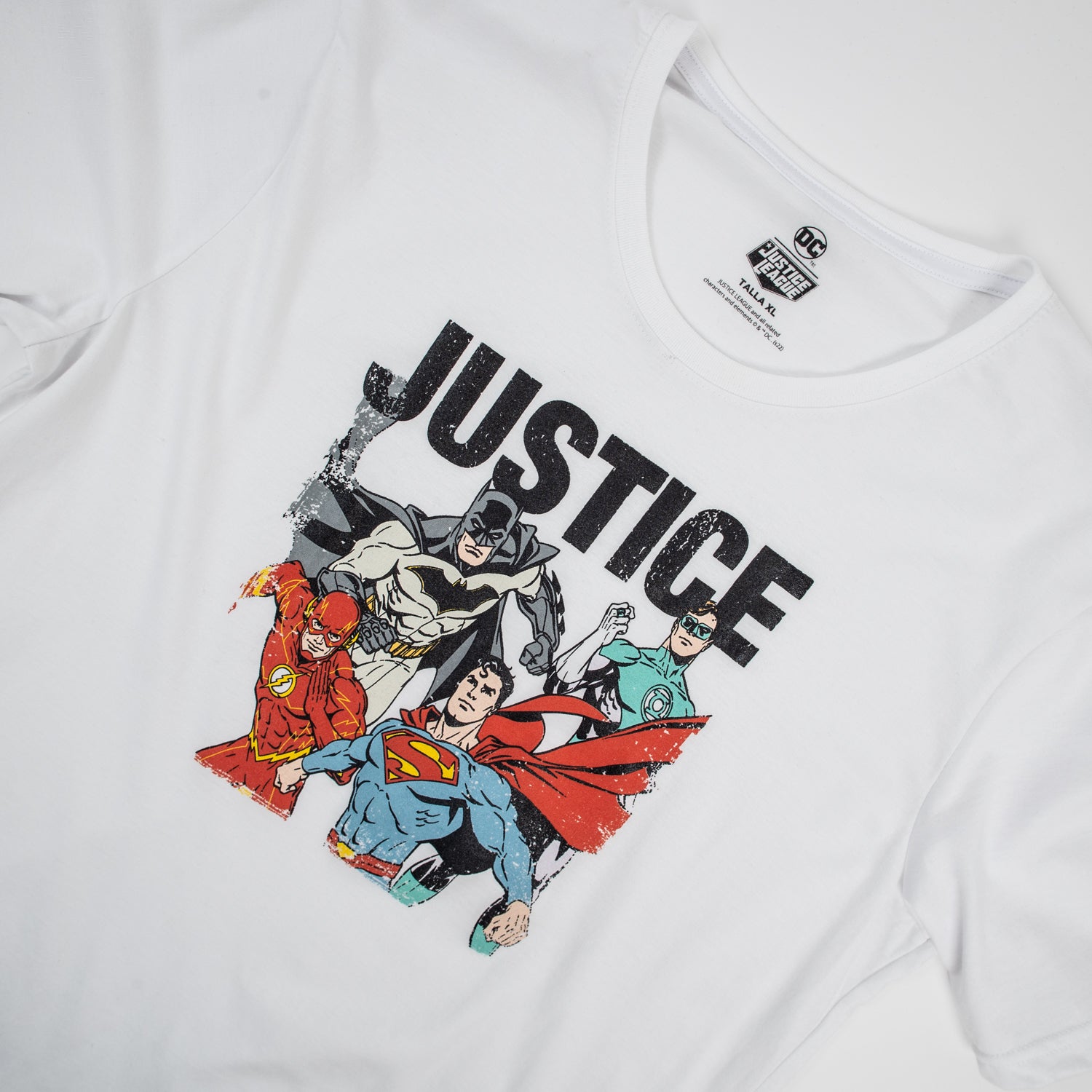 Polera Hombre Justice League Team Blanco DC Comics