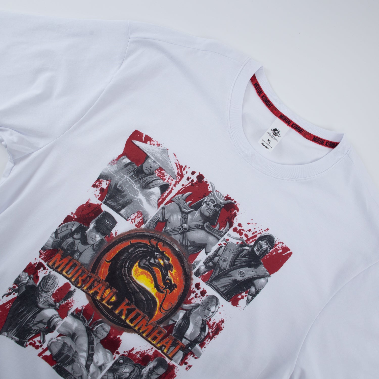 Polera Hombre Mortal Kombat Logo Blanco
