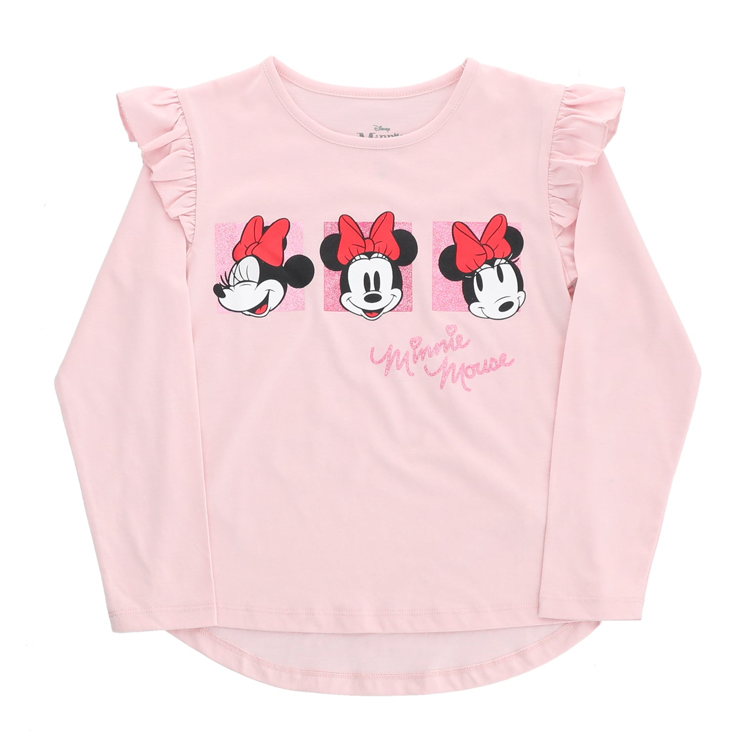 Polera Manga Larga Niña Minnie Faces Rosado Disney