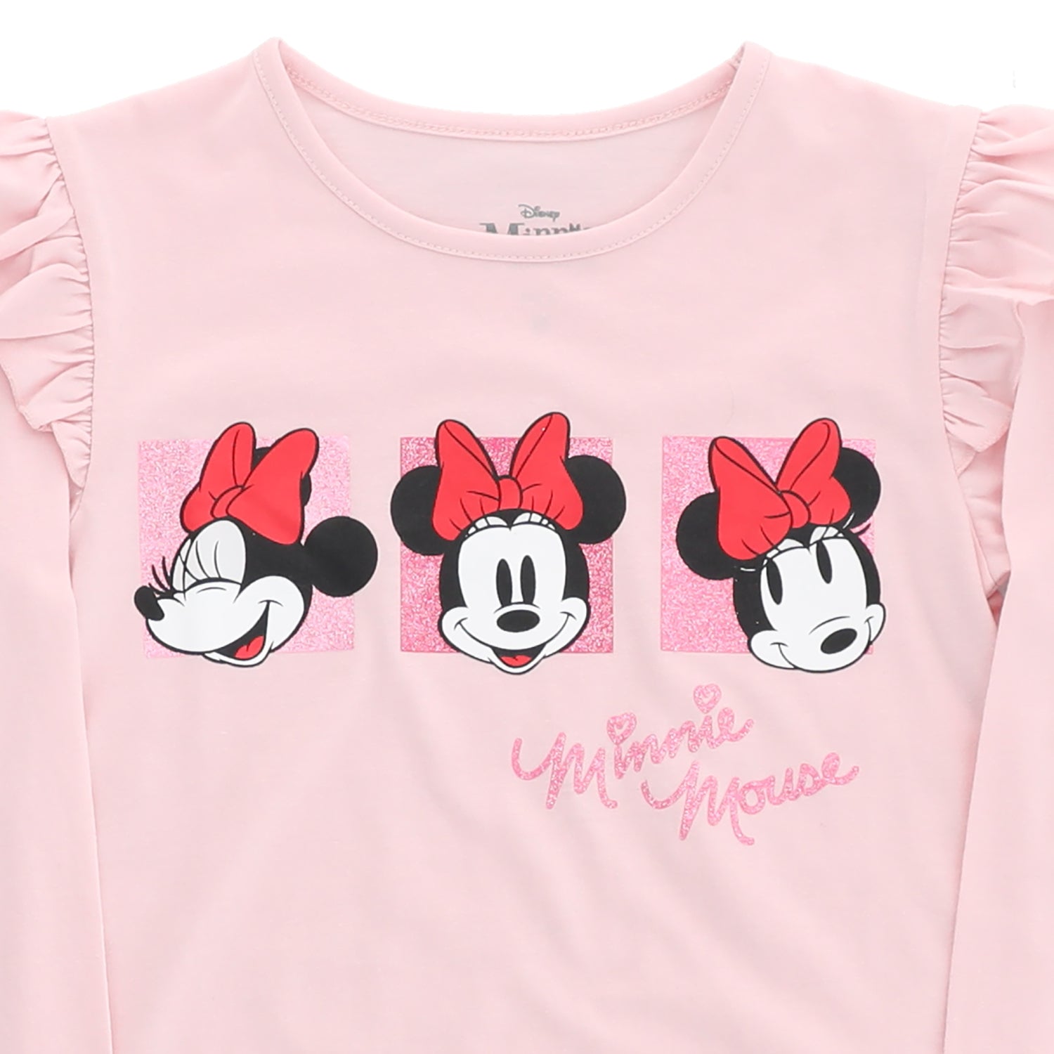 Polera Manga Larga Niña Minnie Faces Rosado Disney