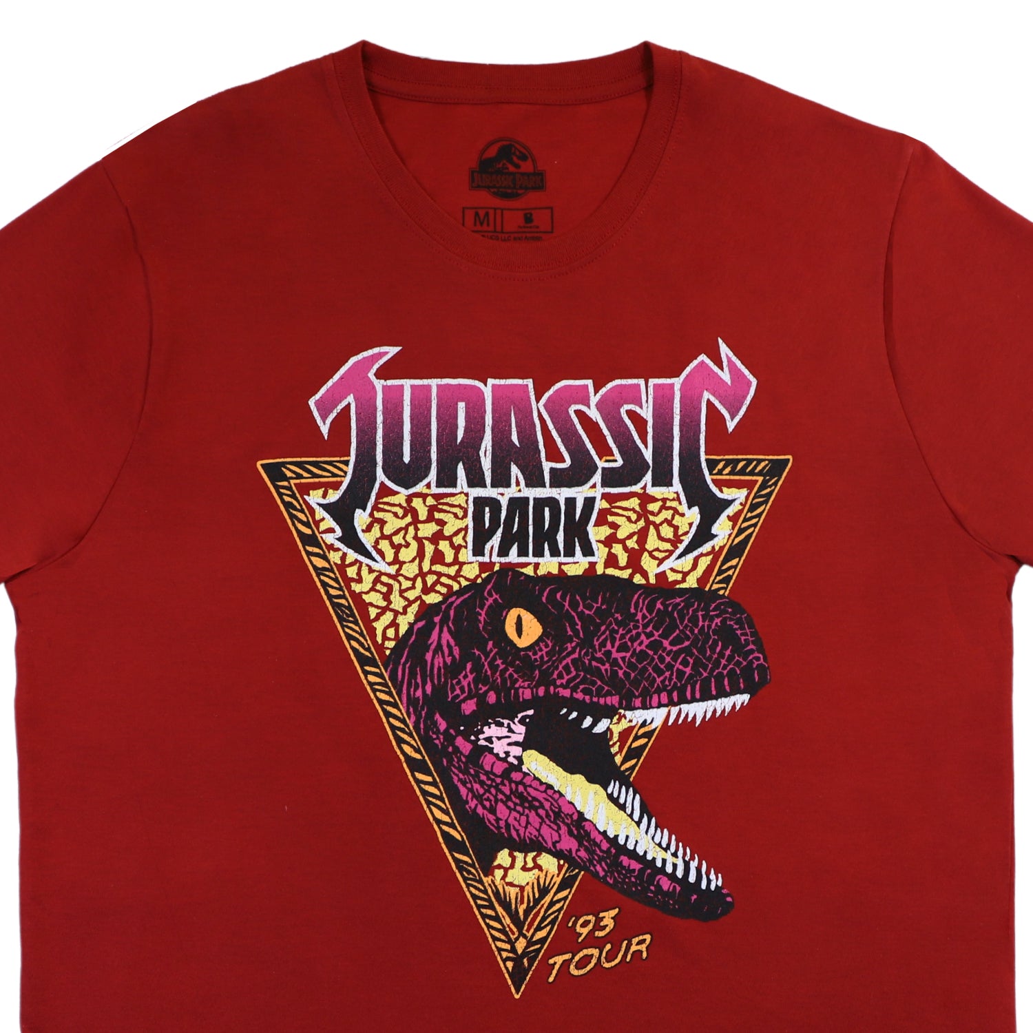 Polera Hombre Velociraptor Burdeo Jurassic World