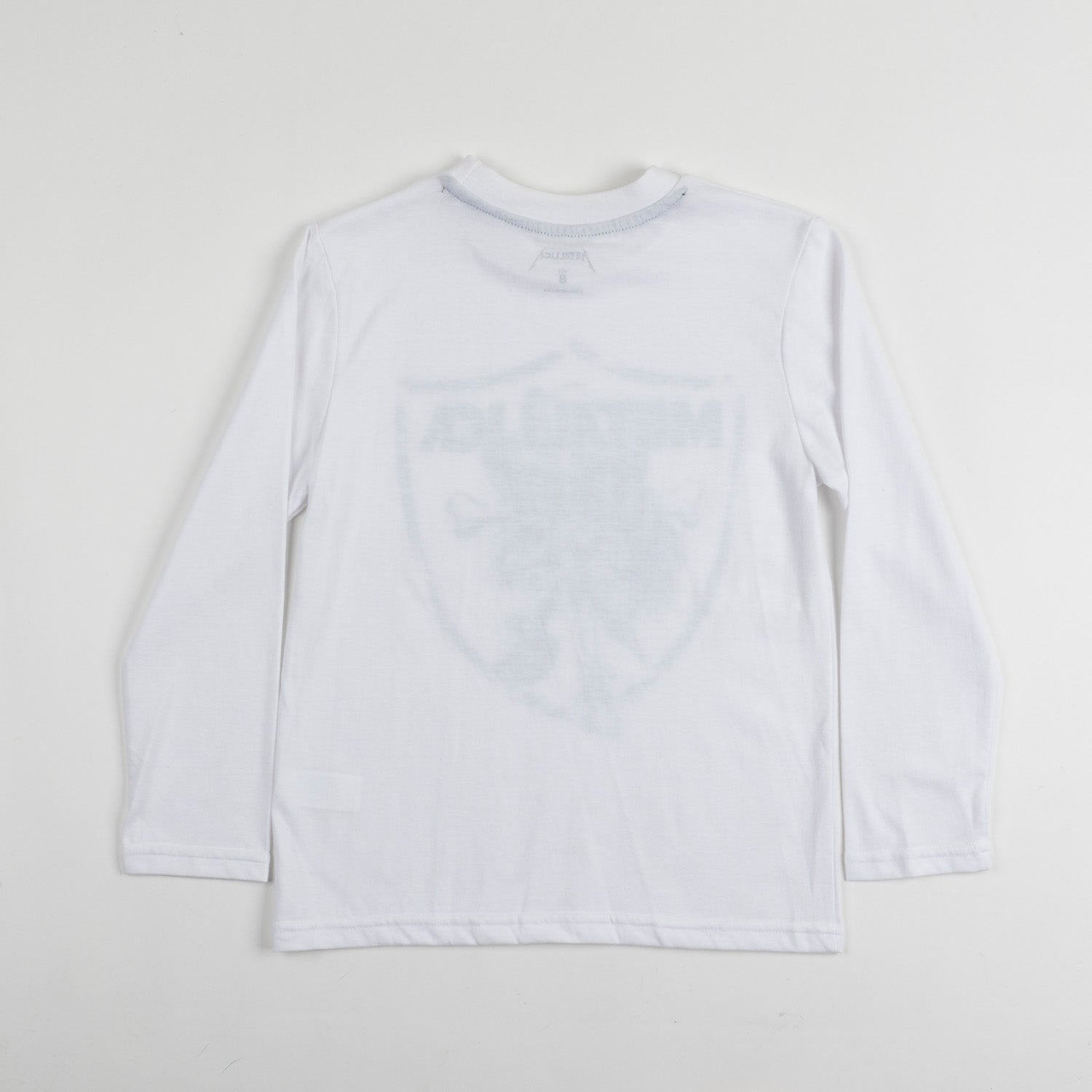 Polera Manga Larga Niño Calavera Blanco Metallica