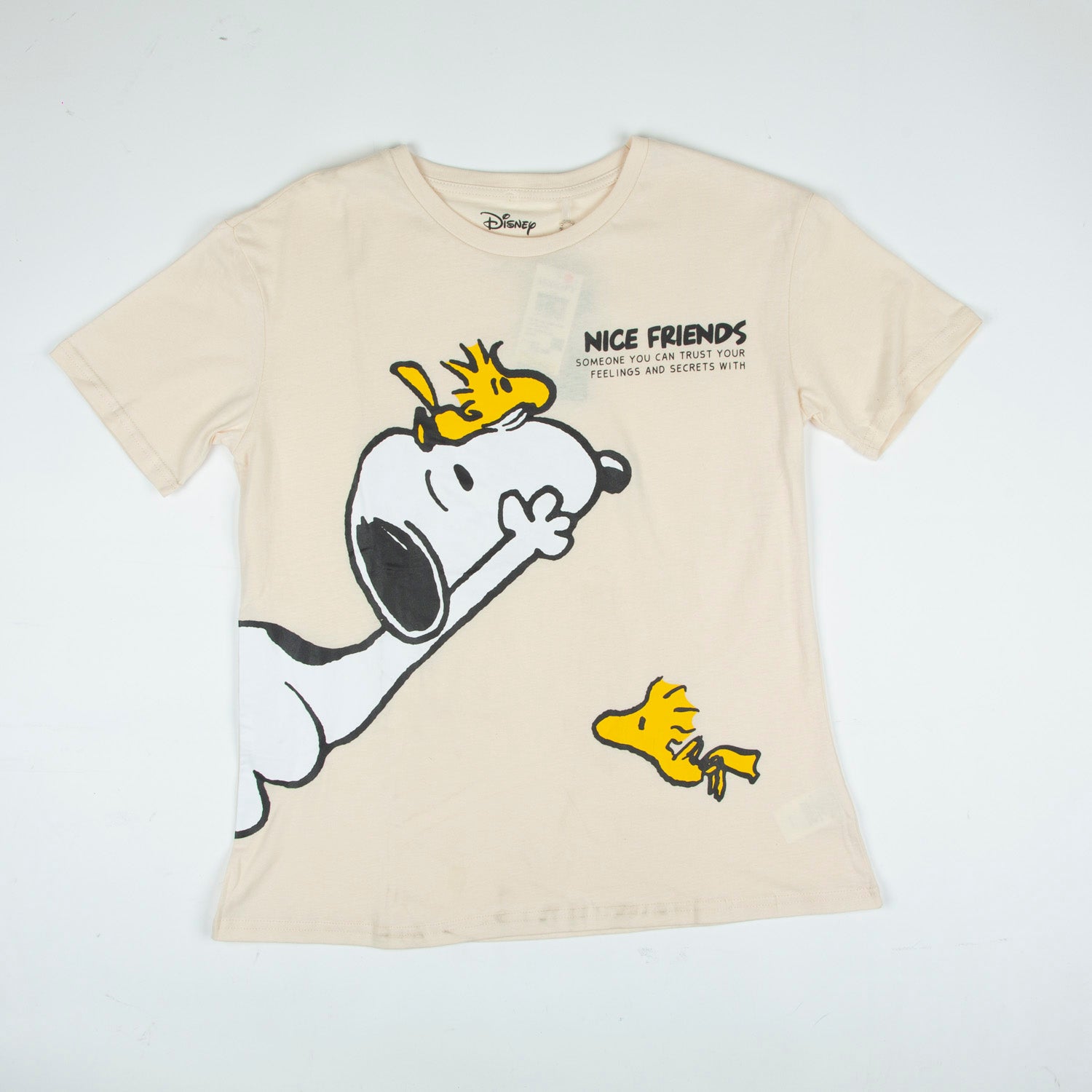 Polera Manga Corta Mujer Nice Friends Beige Snoopy