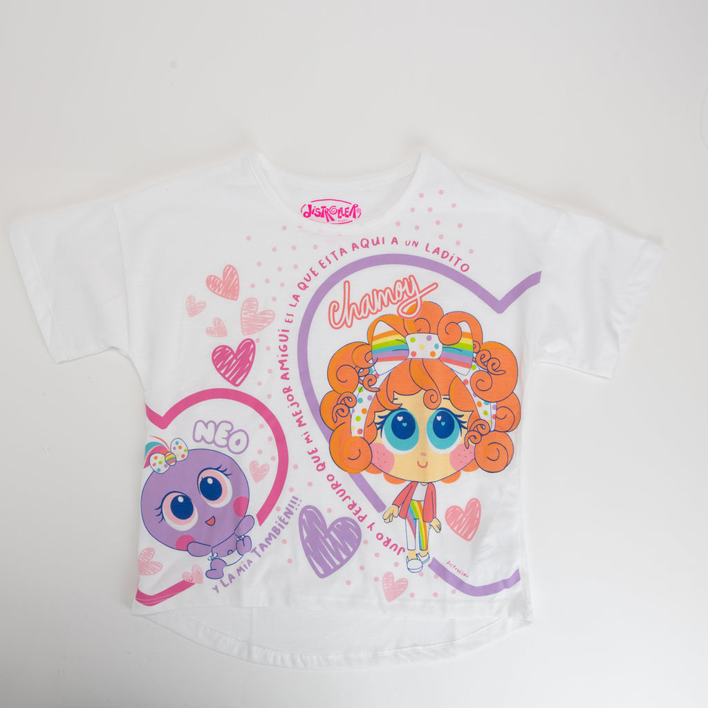 Polera Niña Corazón Blanco Distroller