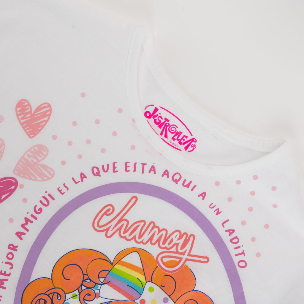 Polera Niña Corazón Blanco Distroller