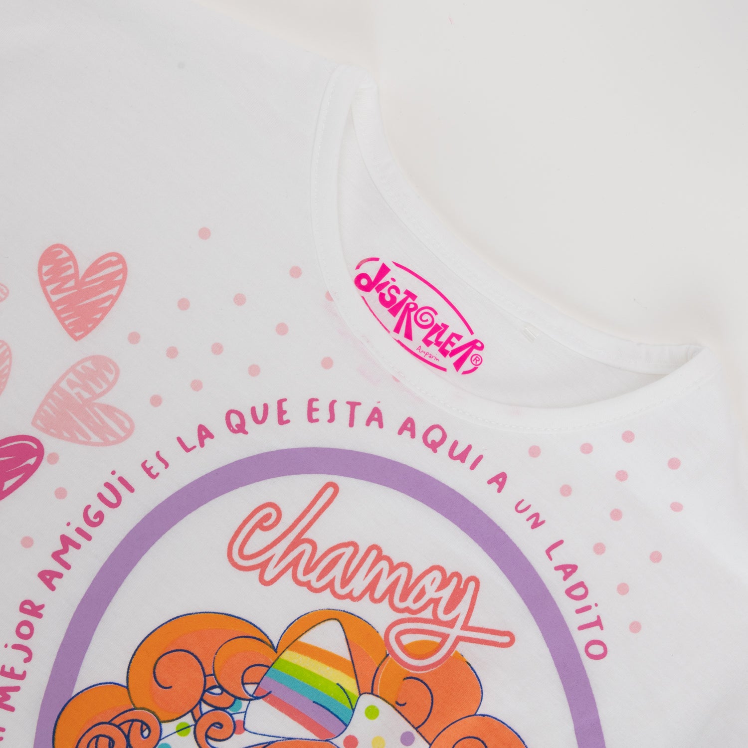 Polera Niña Corazón Blanco Distroller