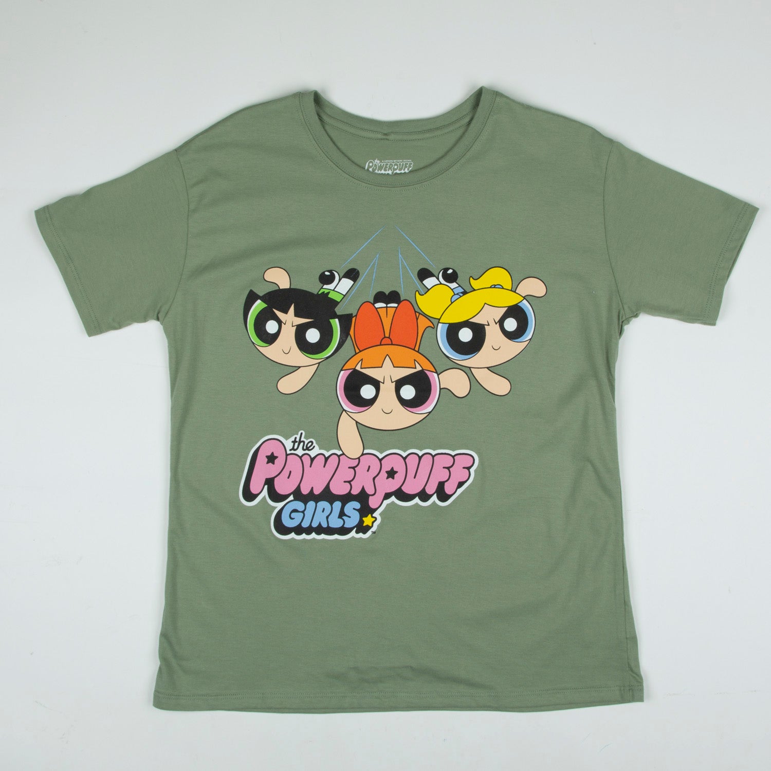 Poleras Manga Corta Mujer Volando Verde Chicas Superpoderosa