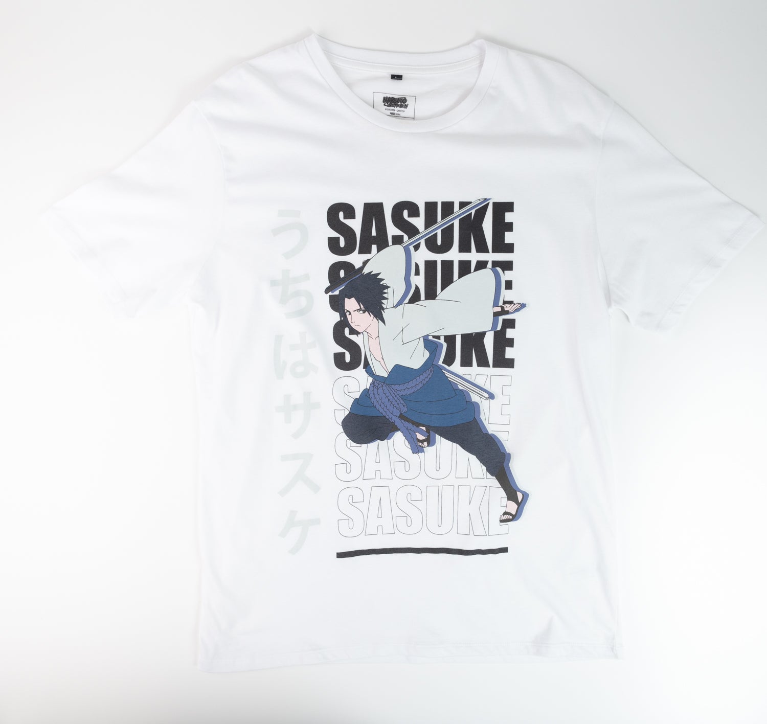 Polera Hombre  Naruto Sasuke Blanco
