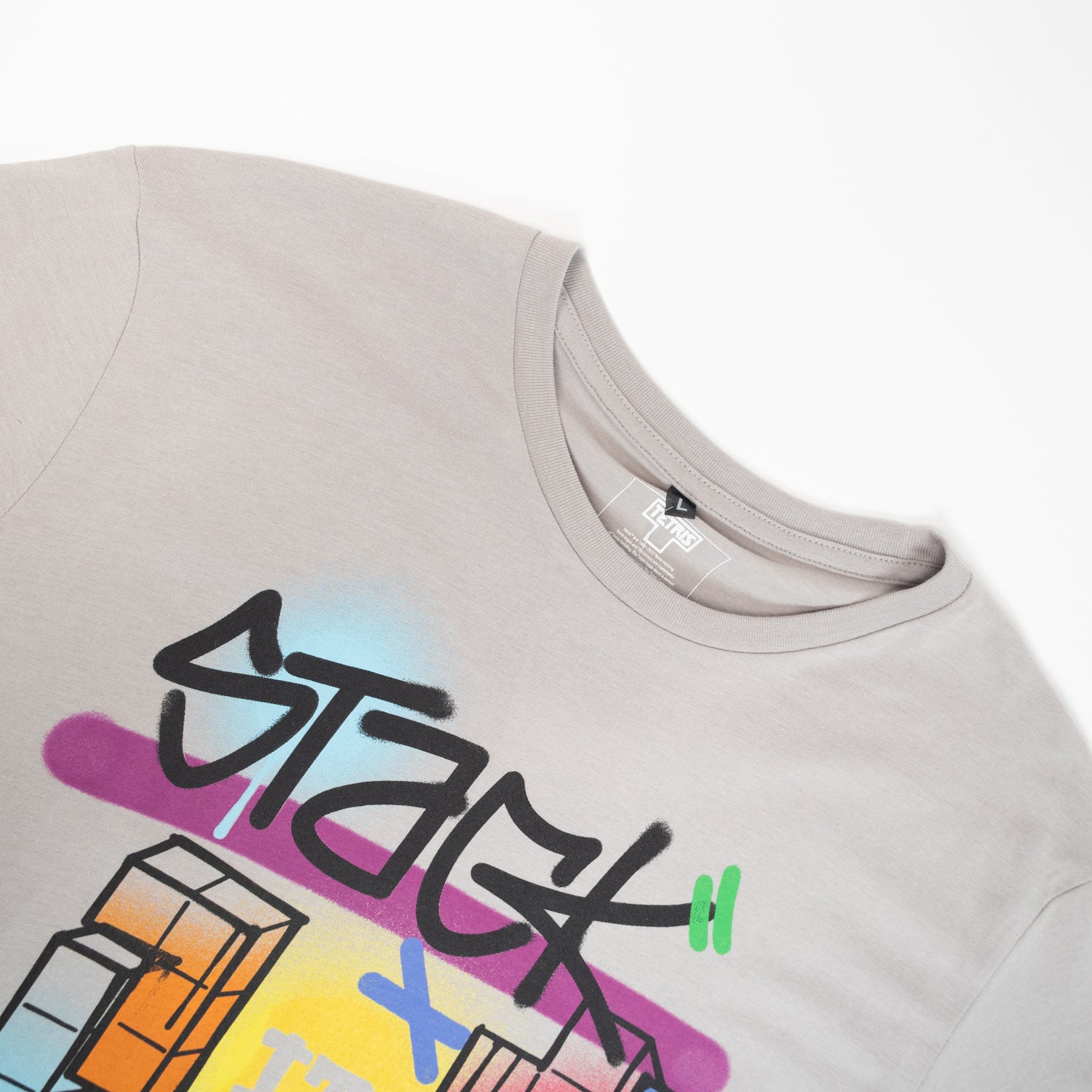 Polera Hombre Tetris  Stack Gris
