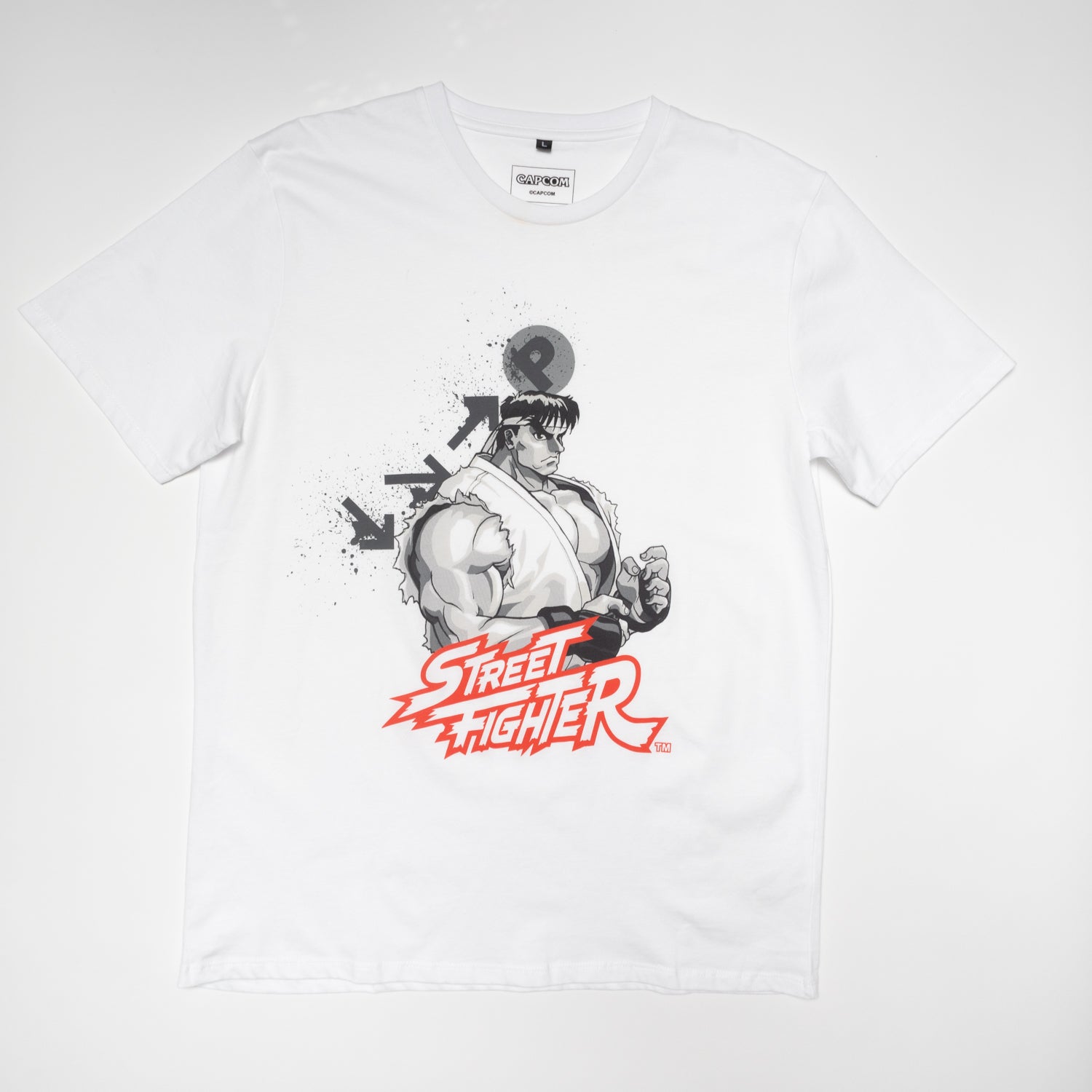 Polera Hombre Street Fighter Flechas Blanco