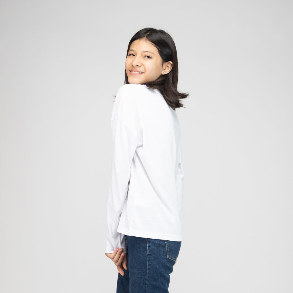 Polera Manga Larga Niña Minecraft Abejas Blanco Minecraft
