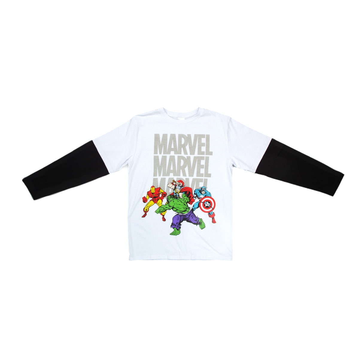 Polera Manga Larga Niño Marvel Doble  Blanco Marvel