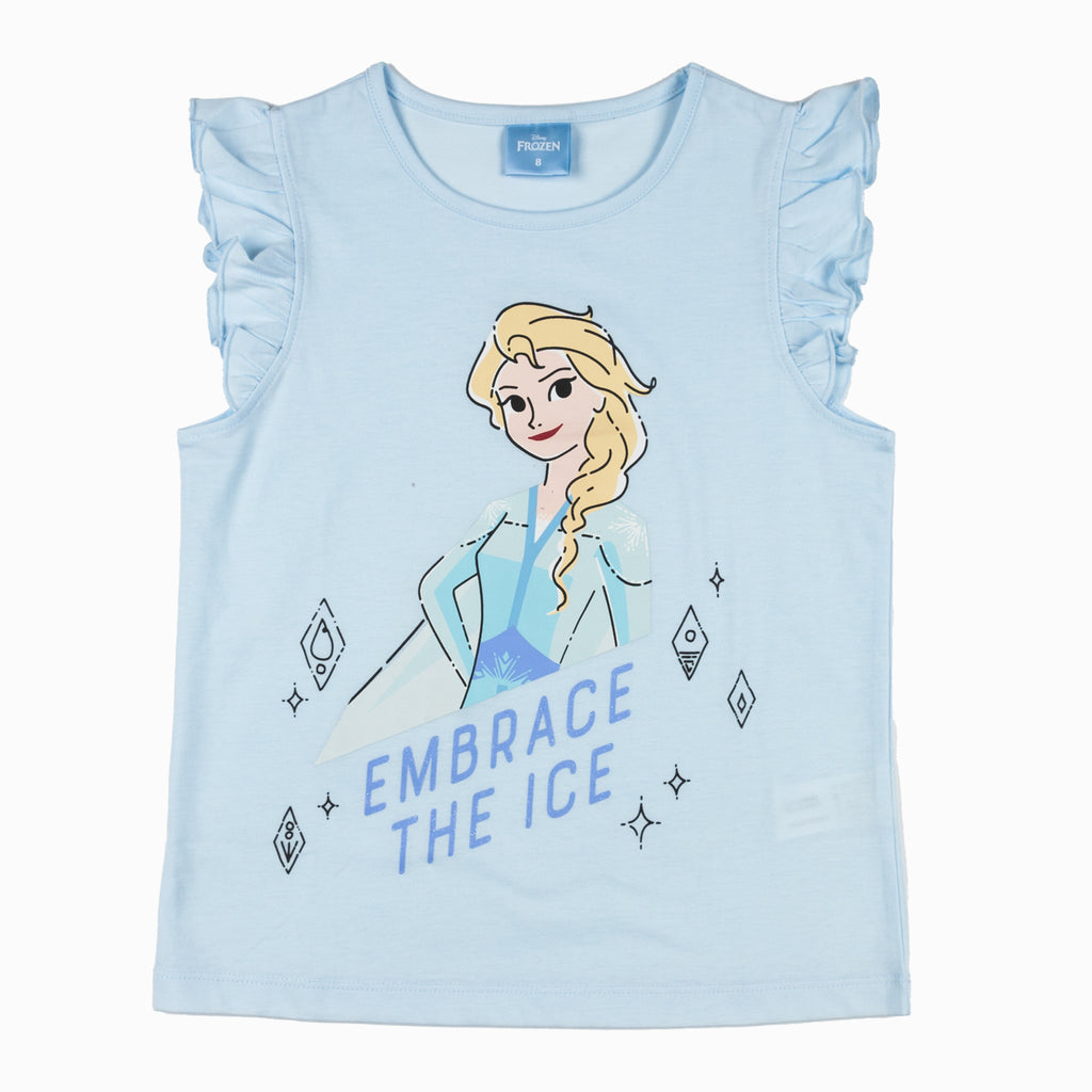 Polera Niña Embrace The Ice Frozen Turquesa Disney