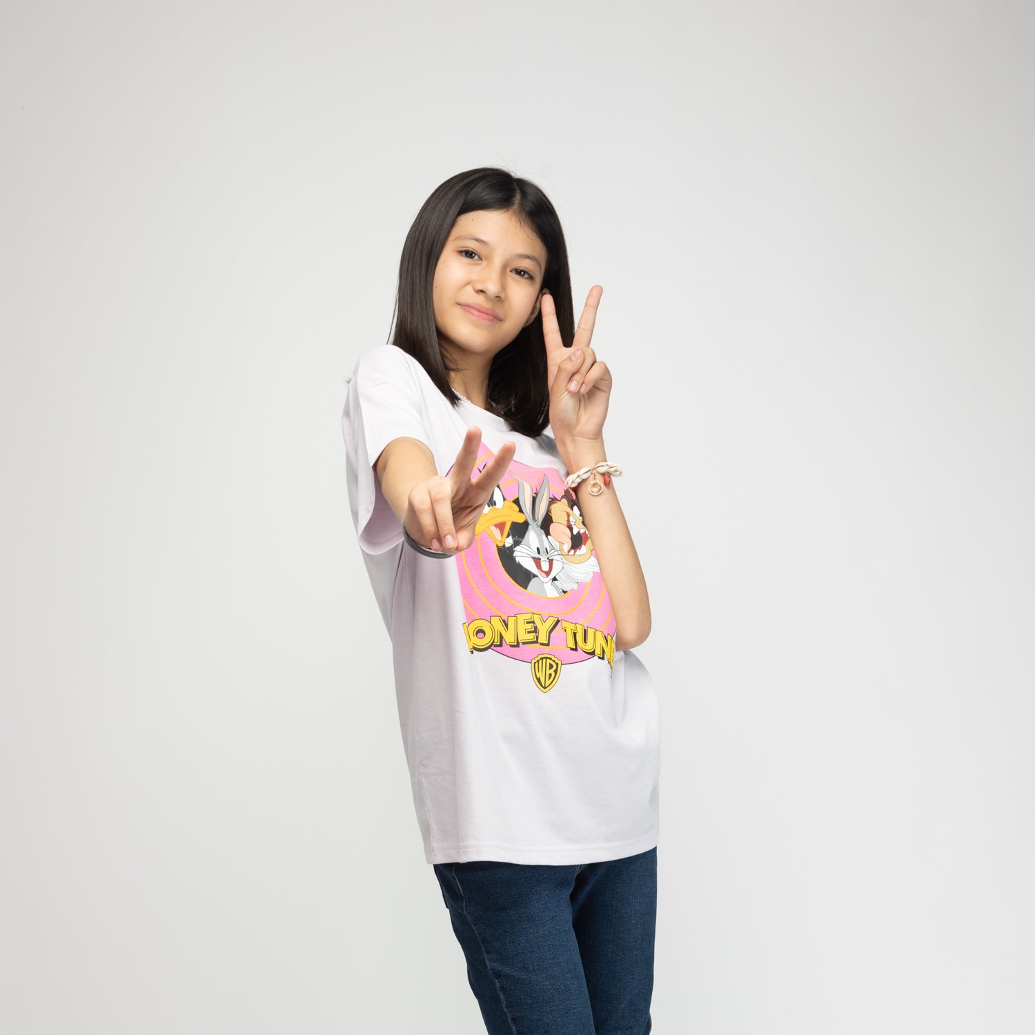 Polera Niña Bugs Bunny & Lucas Gris Looney Tunes