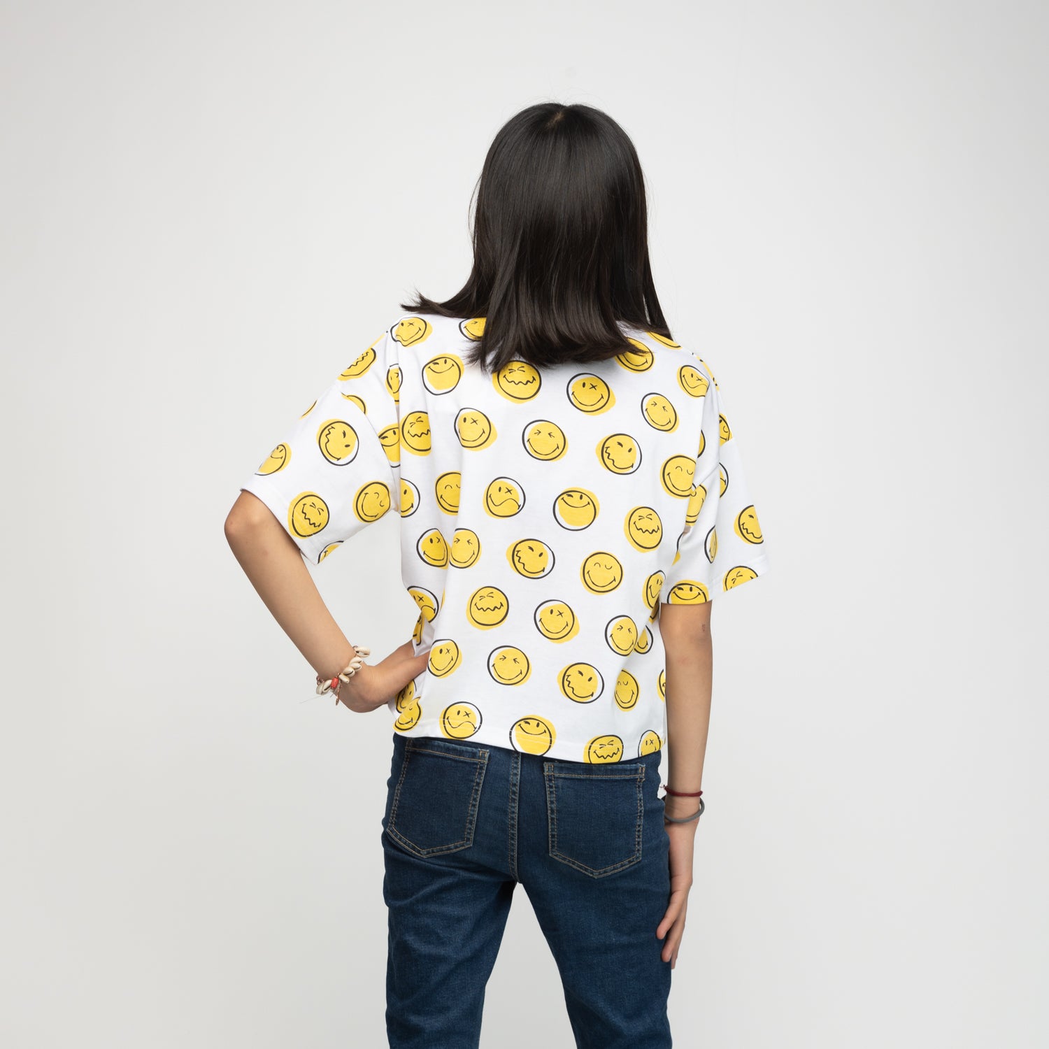 Polera Niña Full Print Blanco SmileyWorld ®