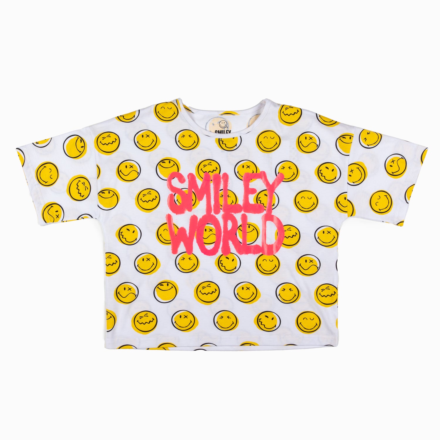 Polera Niña Full Print Blanco SmileyWorld ®