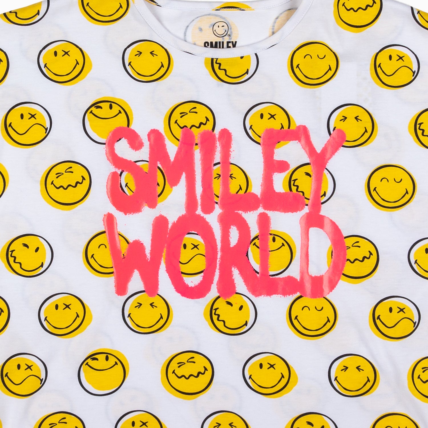 Polera Niña Full Print Blanco SmileyWorld ®