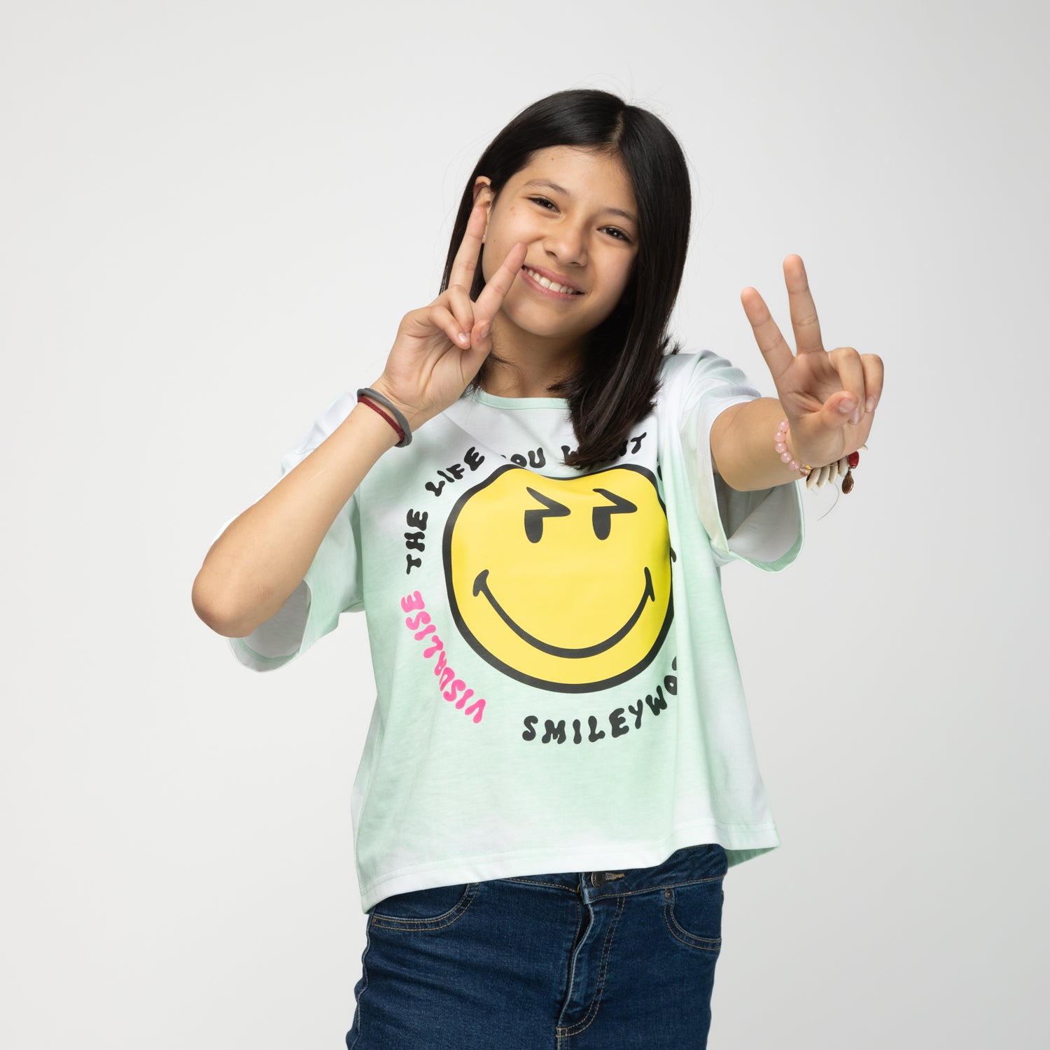 Polera Niña The Life Turquesa SmileyWorld ®
