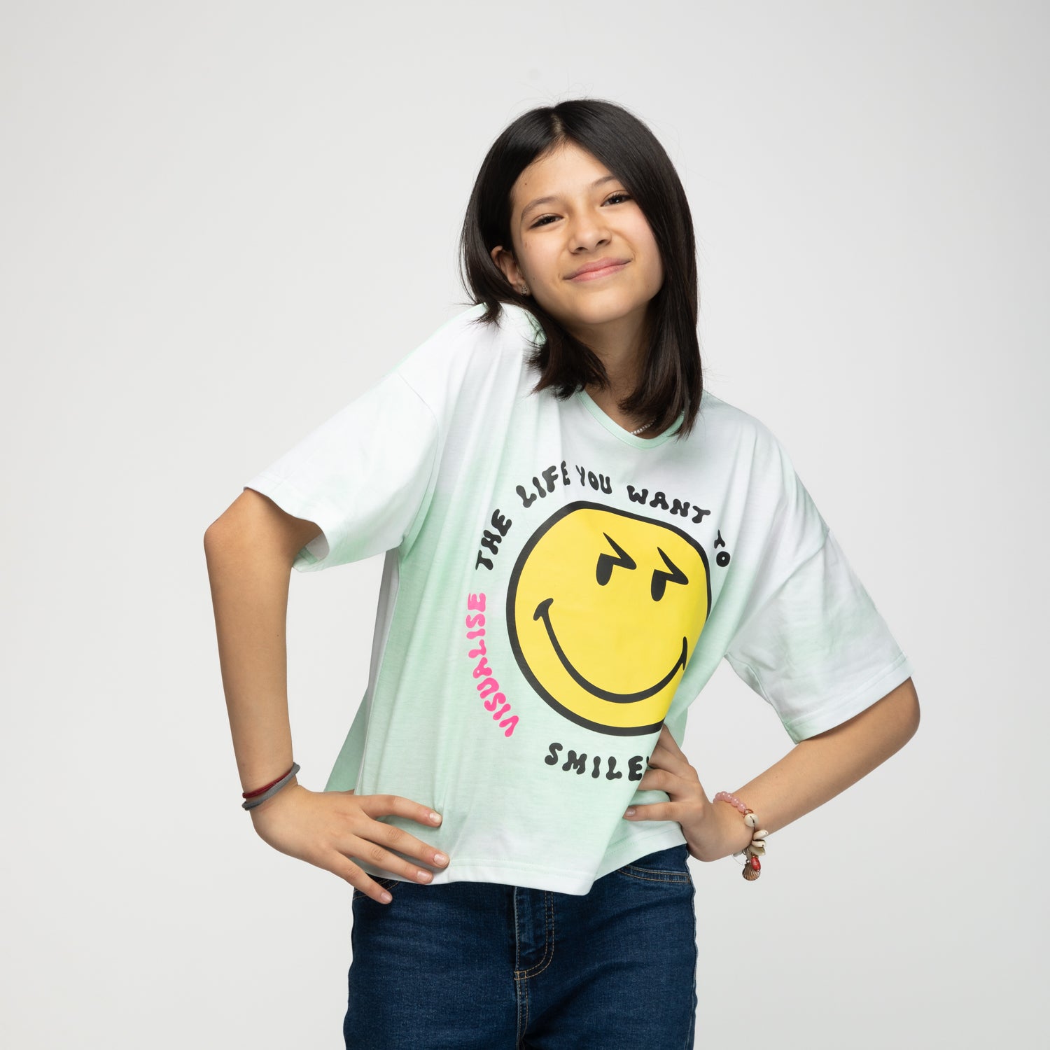 Polera Niña The Life Turquesa SmileyWorld ®