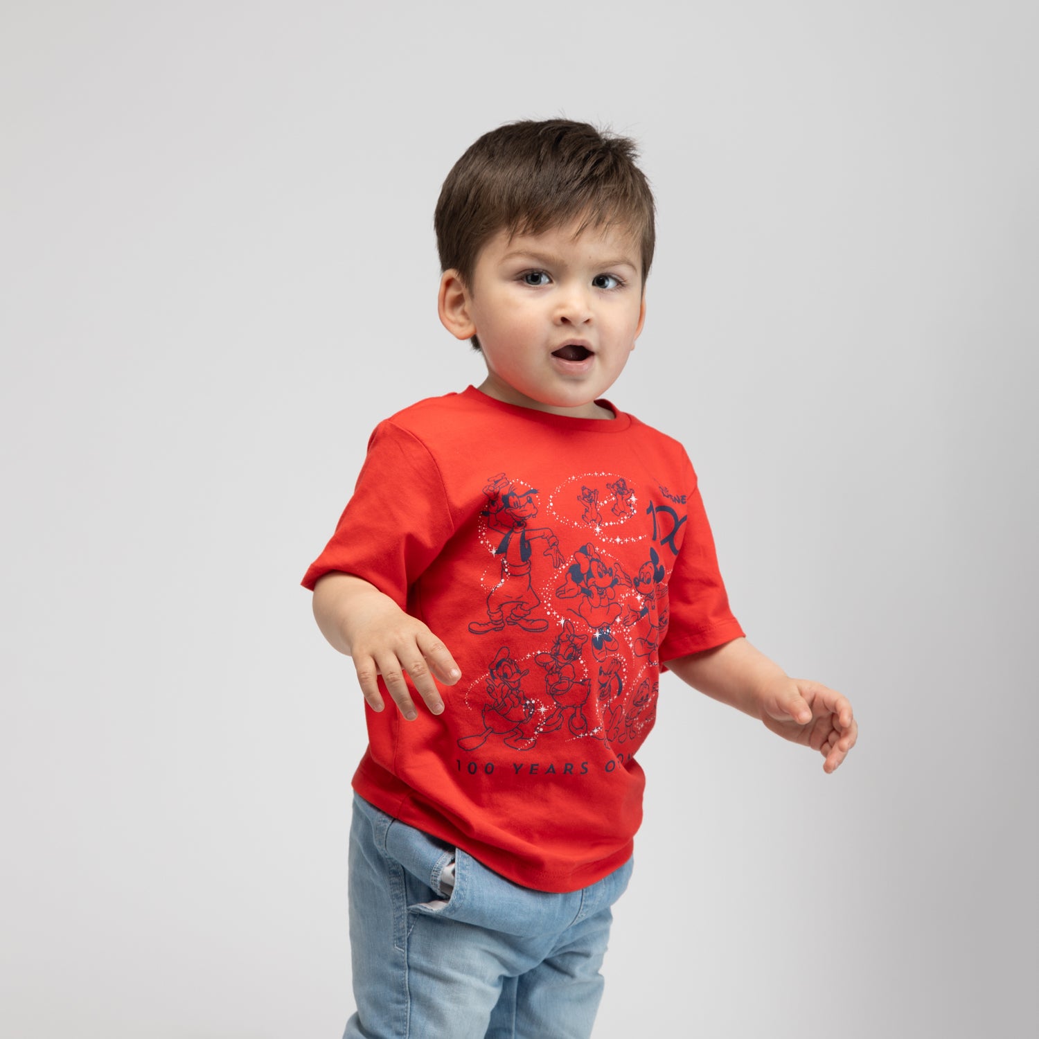 Polera Niño Micke & Minnie 100 años Rojo Disney
