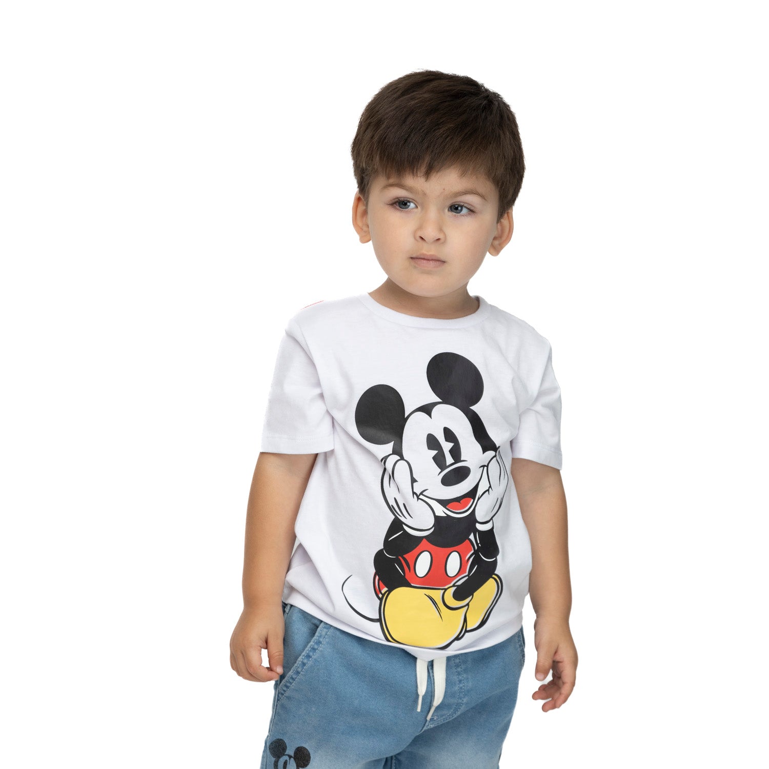 Polera Niño Grande Mickey Blanco Disney