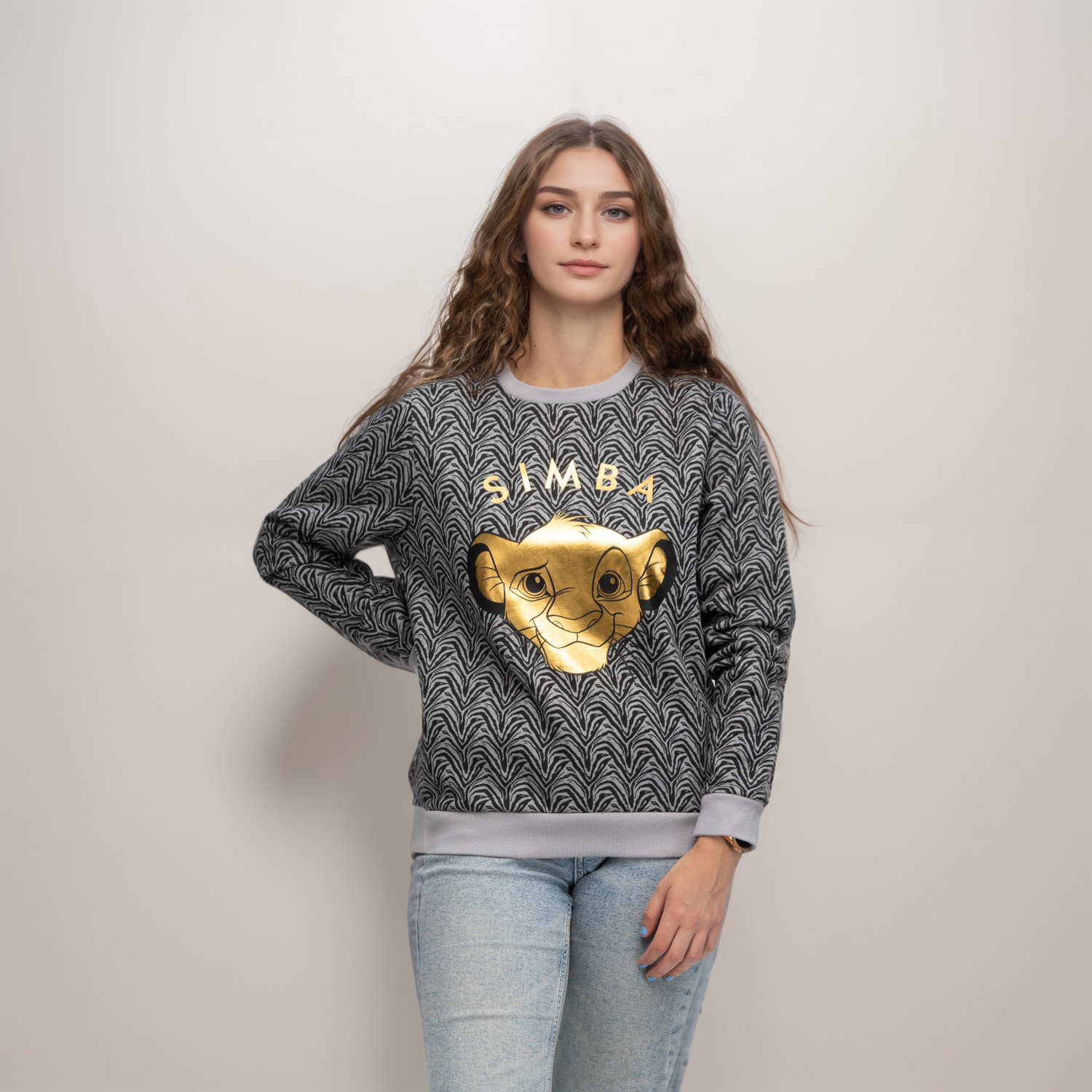 Poleron Mujer Rey León Exotico Gris Disney