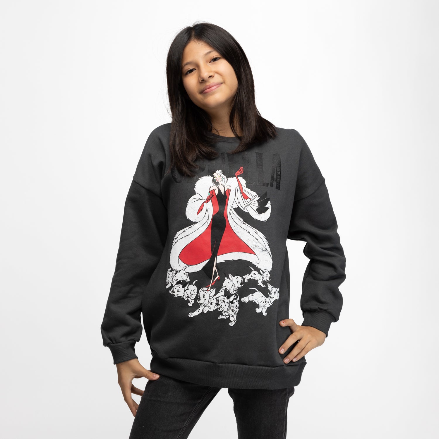 Poleron Niña Princesas Cruella Gris Disney
