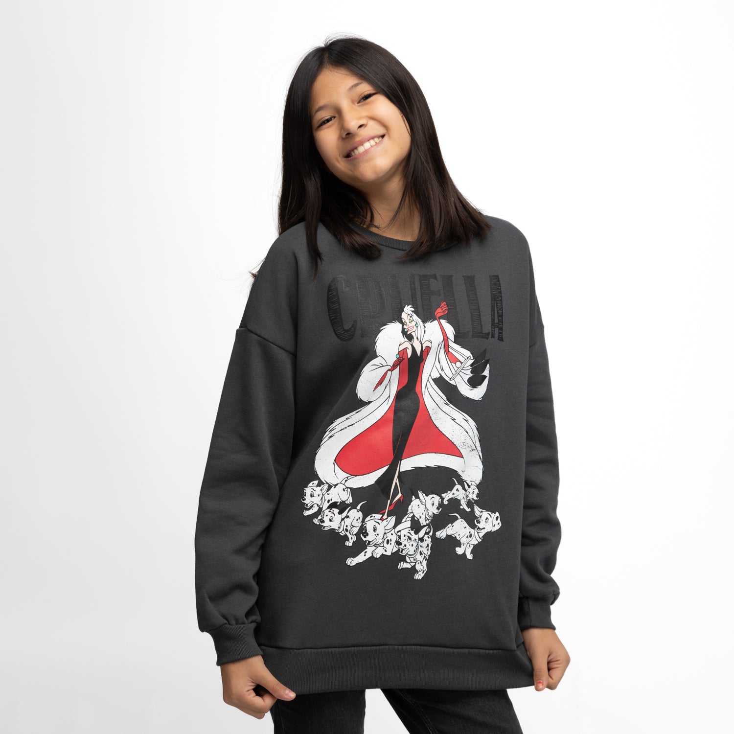Poleron Niña Princesas Cruella Gris Disney