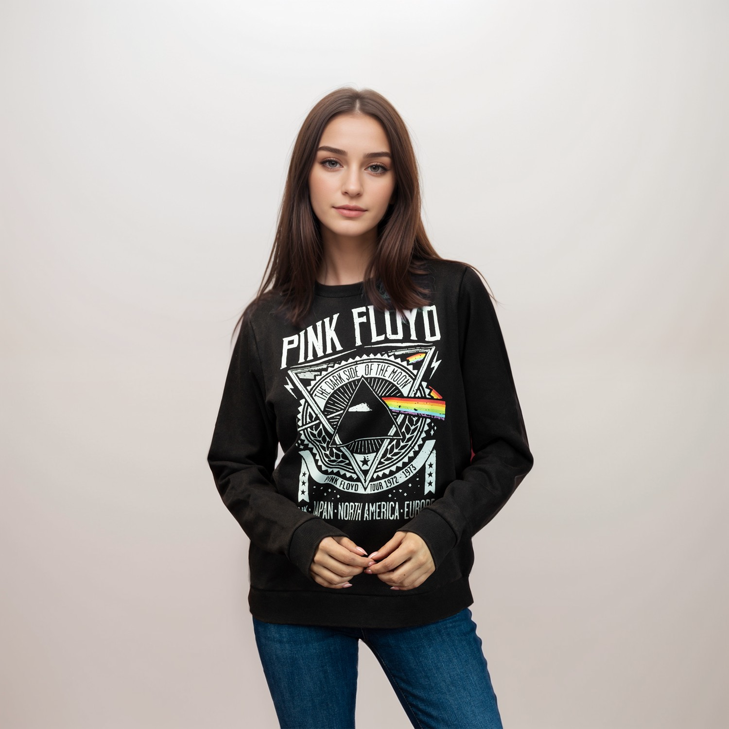 Poleron Mujer  Pink Floyd Prima Negro