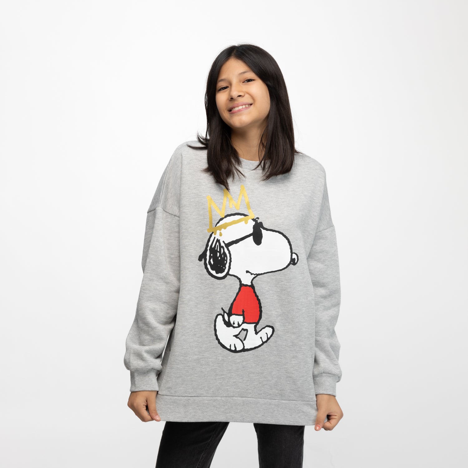 Poleron Niña Estilo Gris Snoopy