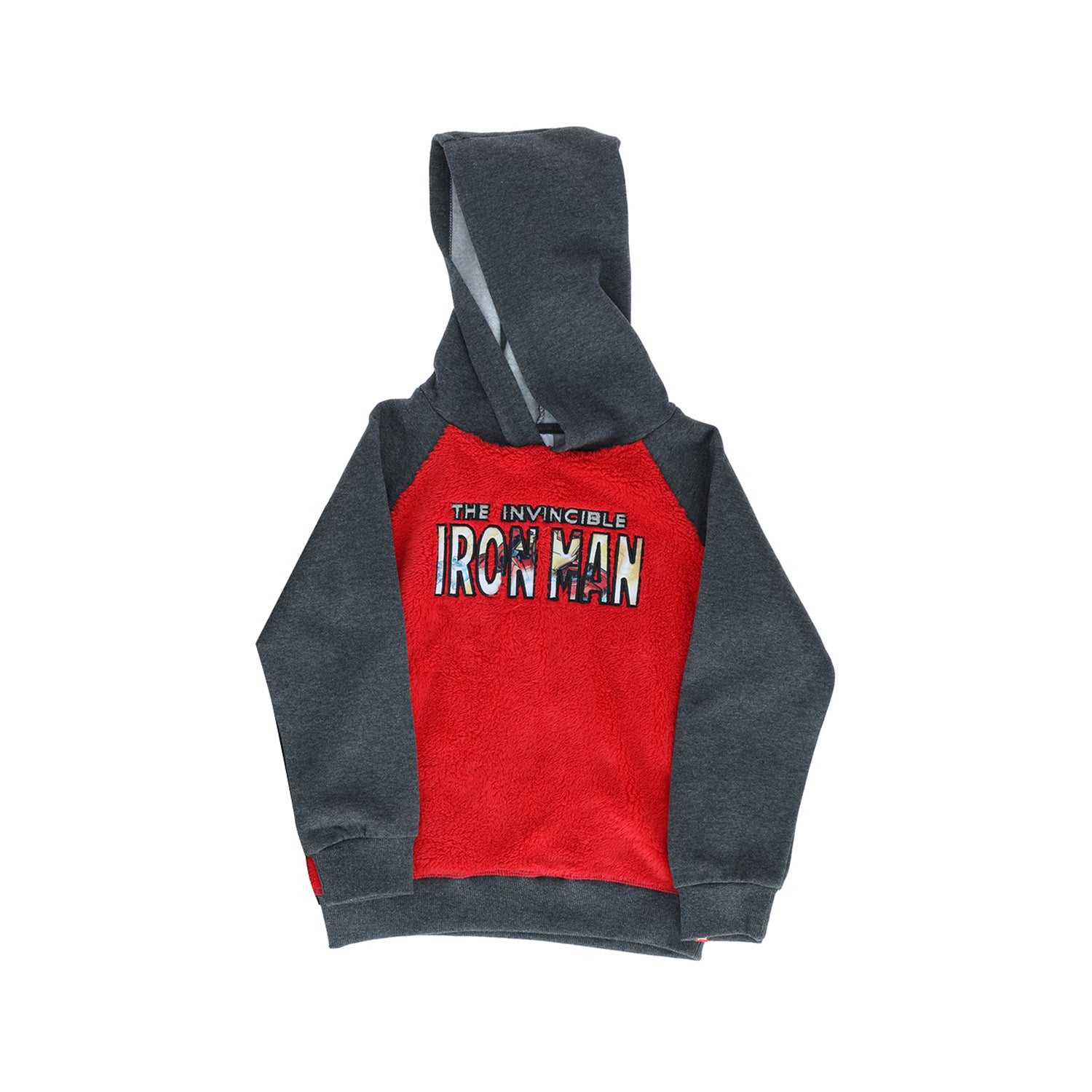 Poleron Con Gorro Niño Iron Man Logo Gris Marvel